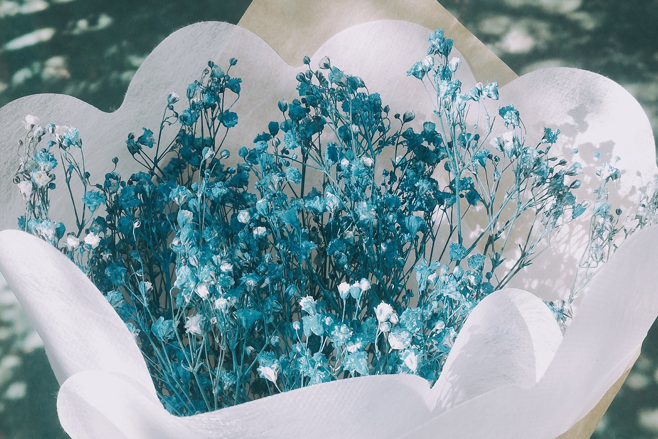 ターコイズブルーの草花